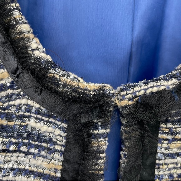 🍁 INC International Concepts Tweed Blazer with Lace Trim Jacket Coat sz Large - Picture 4 of 6